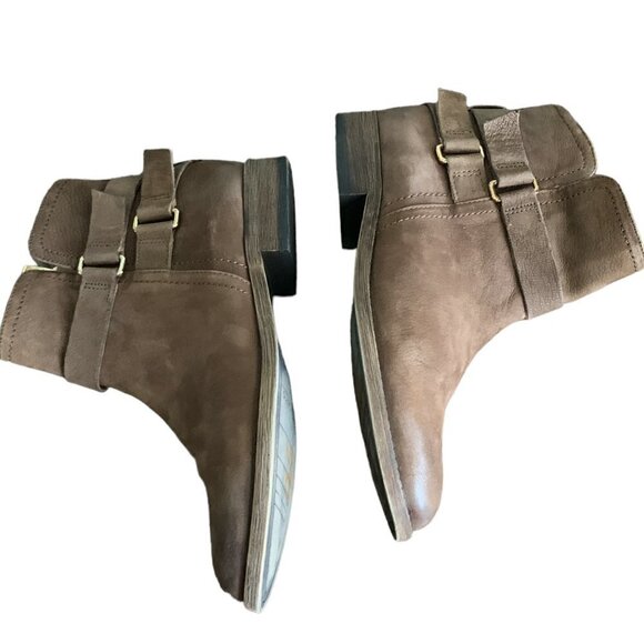 New w/o Box Franco Sarto Kacey Leather Ankle Boot Strap Accent Sz 6M Brown 119B - Picture 5 of 10